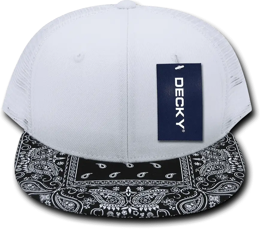 Decky 1083 Bandanna Trucker Cap - White Black - one Size Fits Most