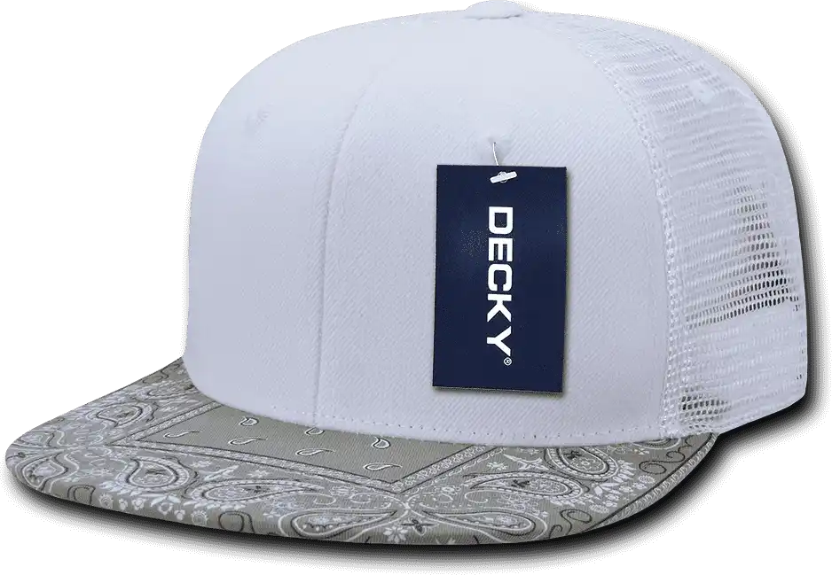 Decky 1083 Bandanna Trucker Cap - White Gray - one Size Fits Most