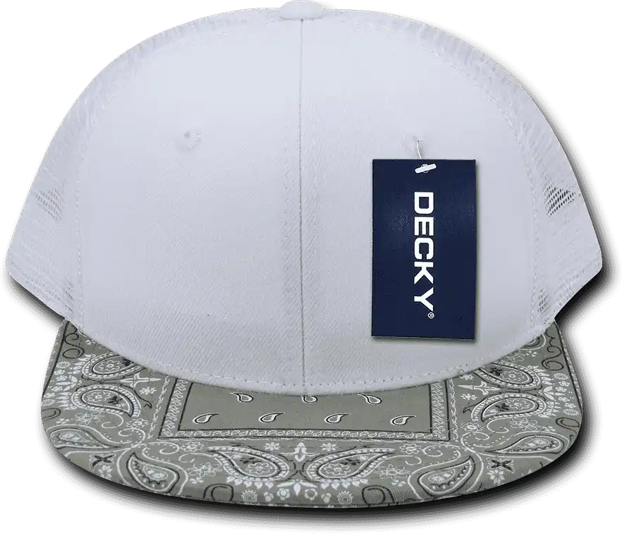 Decky 1083 Bandanna Trucker Cap - White Gray - one Size Fits Most
