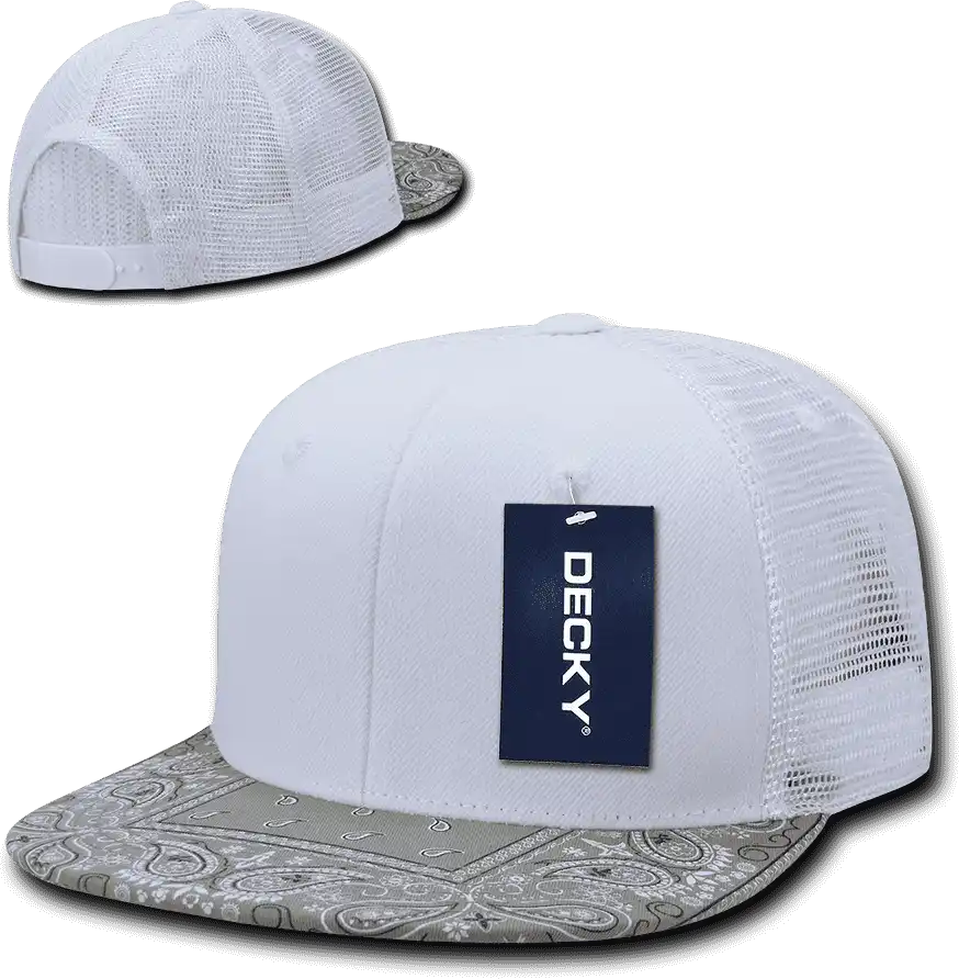Decky 1083 Bandanna Trucker Cap - White Gray - one Size Fits Most