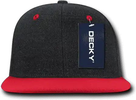 Decky 1087 Melton Crown Snapback Cap - Charcoal Red - Dark Gray / one Size Fits Most