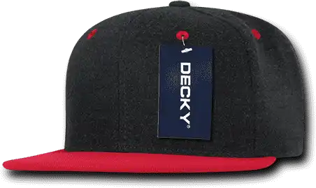 Decky 1087 Melton Crown Snapback Cap - Charcoal Red - Dark Gray / one Size Fits Most