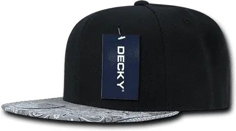 Decky 1093 Bandanna Snapback Cap - Black Gray - one Size Fits Most