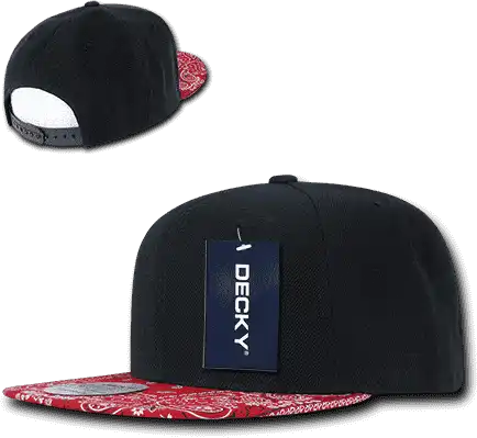 Decky 1093 Bandanna Snapback Cap - Black Red - one Size Fits Most