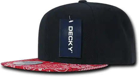 Decky 1093 Bandanna Snapback Cap - Black Red - one Size Fits Most