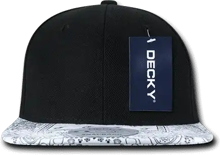 Decky 1093 Bandanna Snapback Cap - Black White - one Size Fits Most