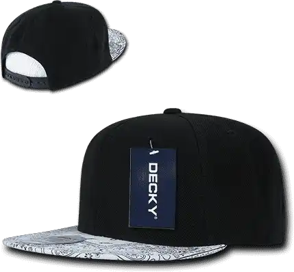 Decky 1093 Bandanna Snapback Cap - Black White - one Size Fits Most