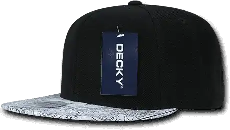 Decky 1093 Bandanna Snapback Cap - Black White - one Size Fits Most