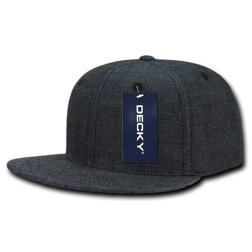 Decky 1094 6 Panel High Profile Structured Denim Snapback - Black