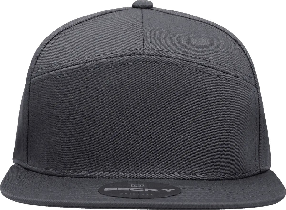 Decky 1098 7 Panel Cotton Snapback Cap - Charcoal