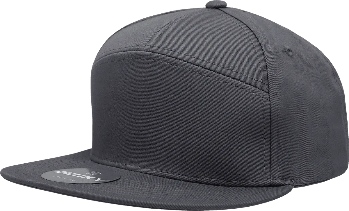 Decky 1098 7 Panel Cotton Snapback Cap - Charcoal