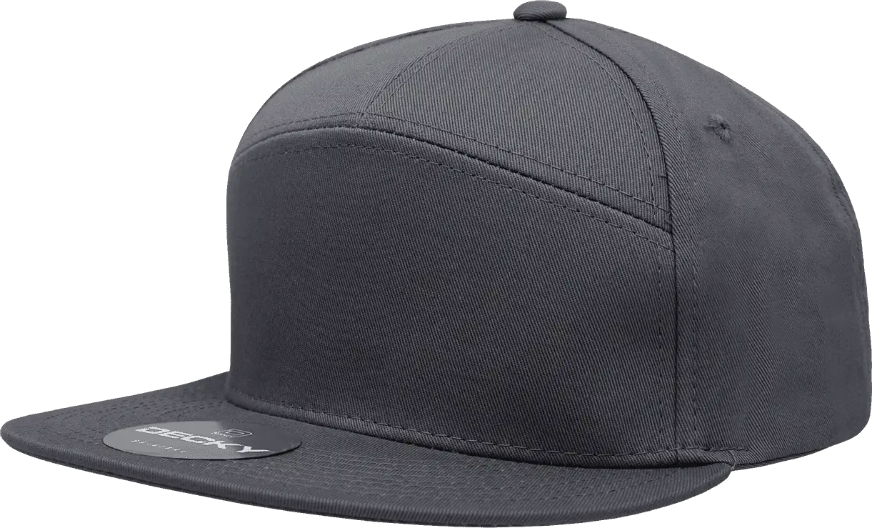 Decky 1098 7 Panel Cotton Snapback Cap - Charcoal