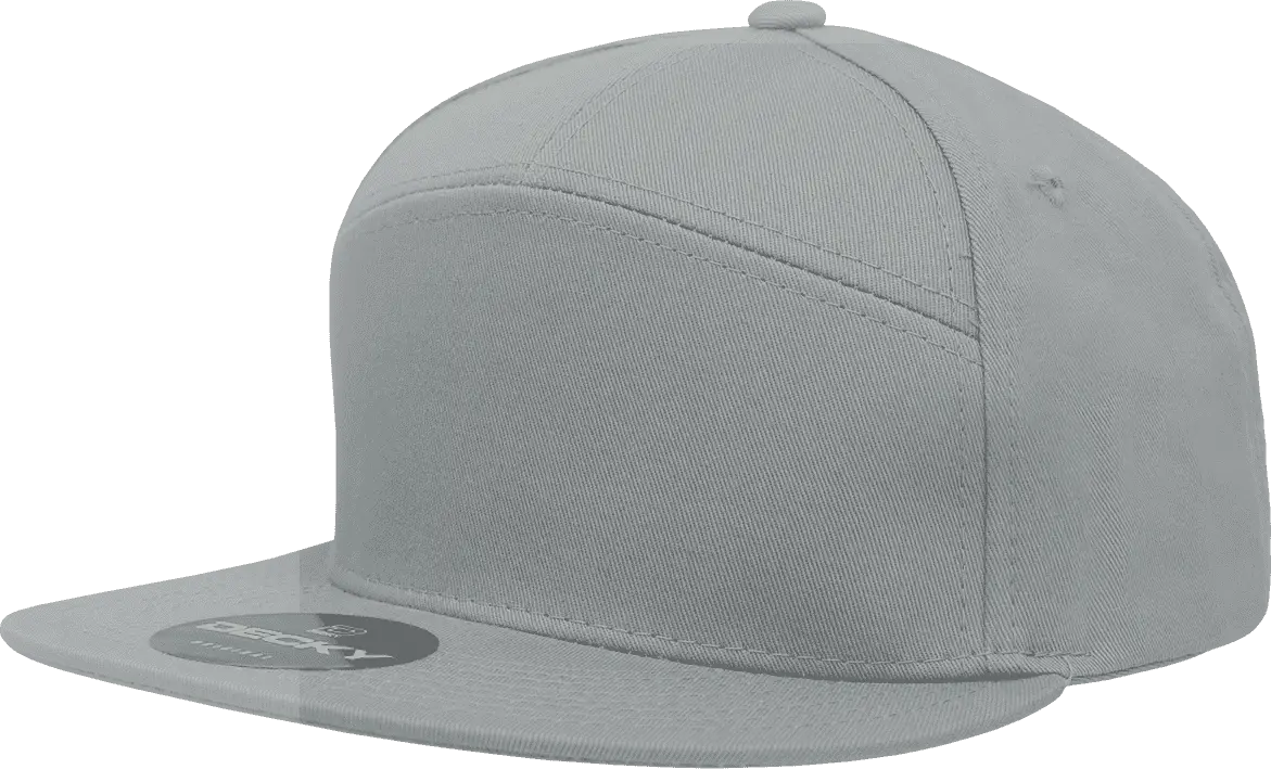 Decky 1098 7 Panel Cotton Snapback Cap - Gray