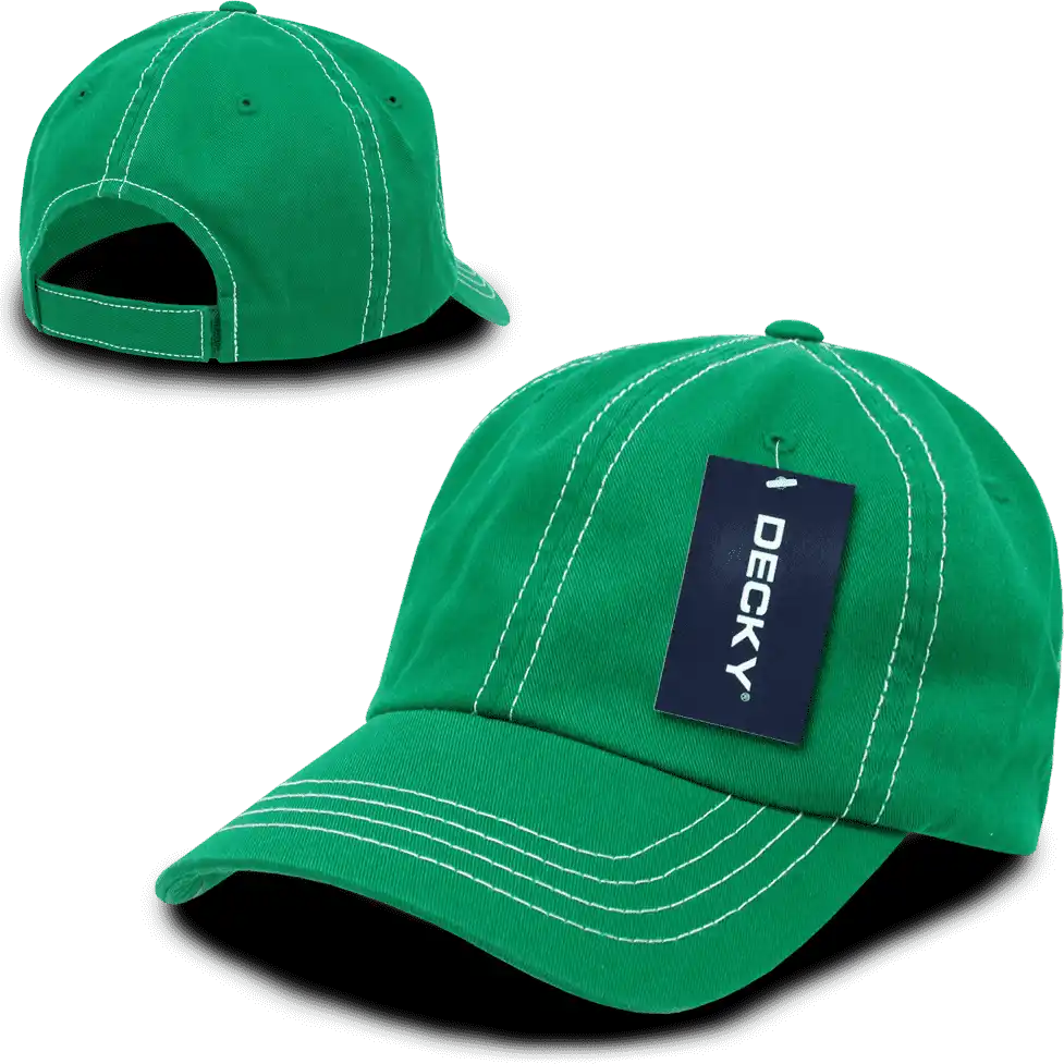 Decky 111 Contra-stitch Washed Polo Cap - Kelly White - one Size Fits Most