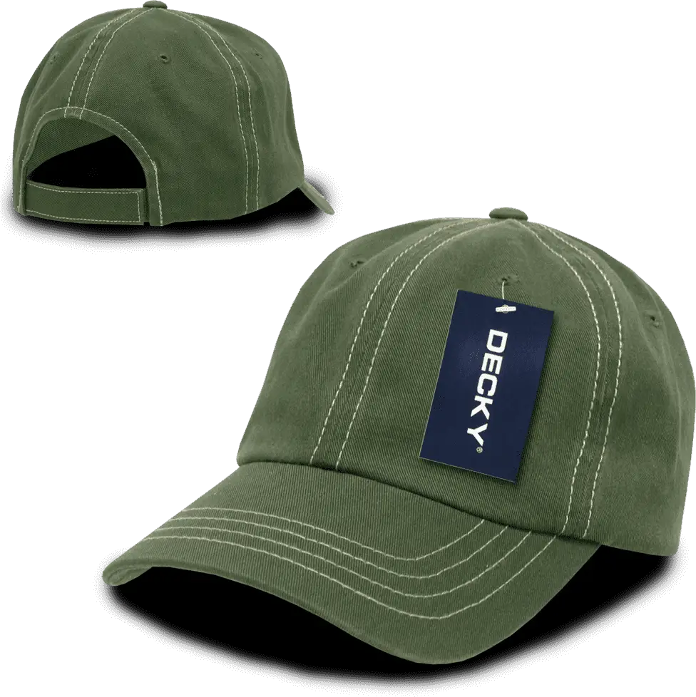 Decky 111 Contra-stitch Washed Polo Cap - Olive Khaki
