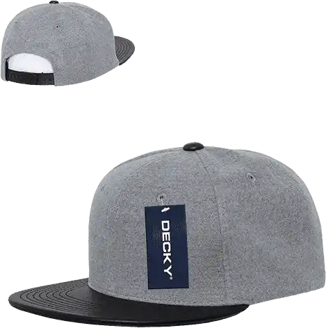 Decky 1115 Melton Vinyl Snapback Cap - Ash Black - Gray / one Size Fits Most
