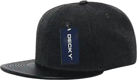 Decky 1115 Melton Vinyl Snapback Cap - Charcoal Black - Dark Gray / one Size Fits Most