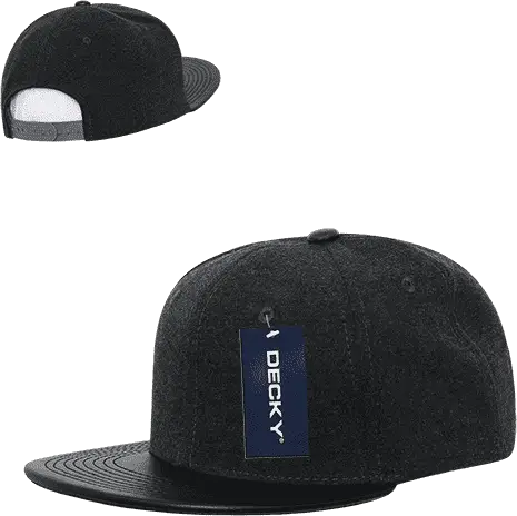 Decky 1115 Melton Vinyl Snapback Cap - Charcoal Black