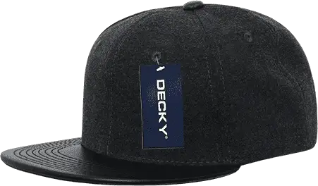 Decky 1115 Melton Vinyl Snapback Cap - Charcoal Black