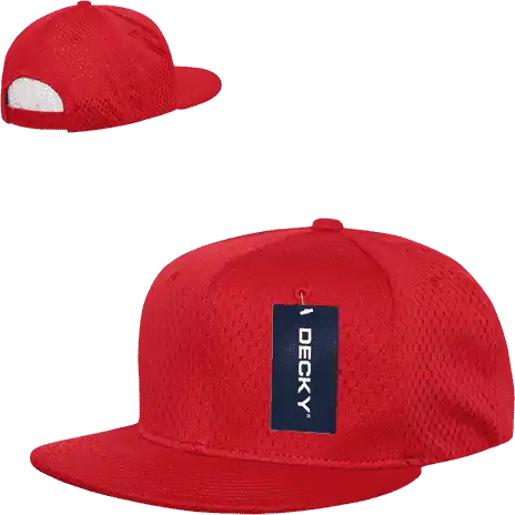 Decky 1128 Mesh Jersey Flat Bill Snapback Cap Red / one Size Fits Most