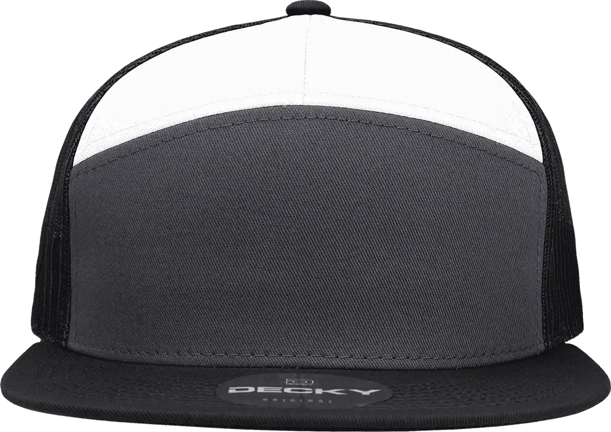 Decky 1133 7 Panel Trucker Cap Charcoal White Black Dark Gray / one Size Fits Most