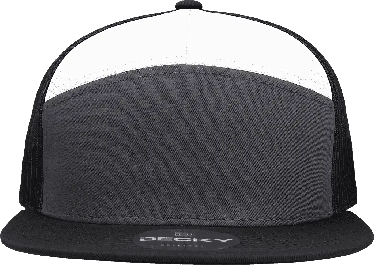 Decky 1133 7 Panel Trucker Cap - Charcoal White Black - Dark Gray / one Size Fits Most
