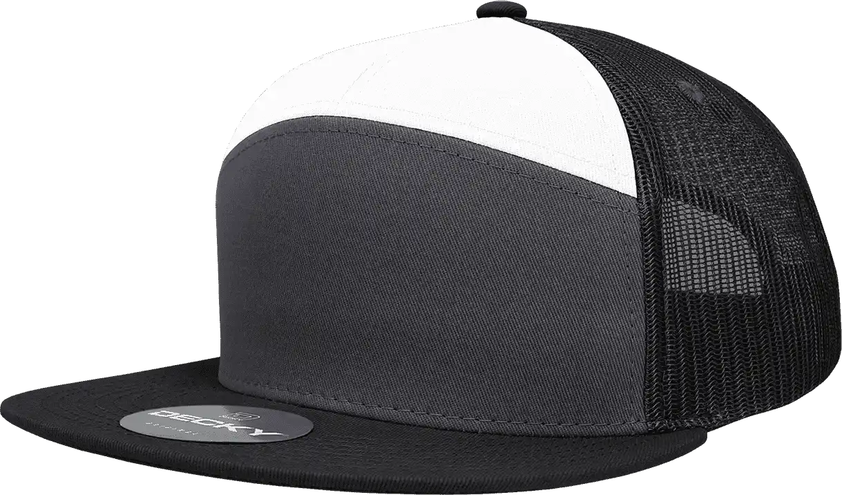 Decky 1133 7 Panel Trucker Cap - Charcoal White Black - Dark Gray / one Size Fits Most