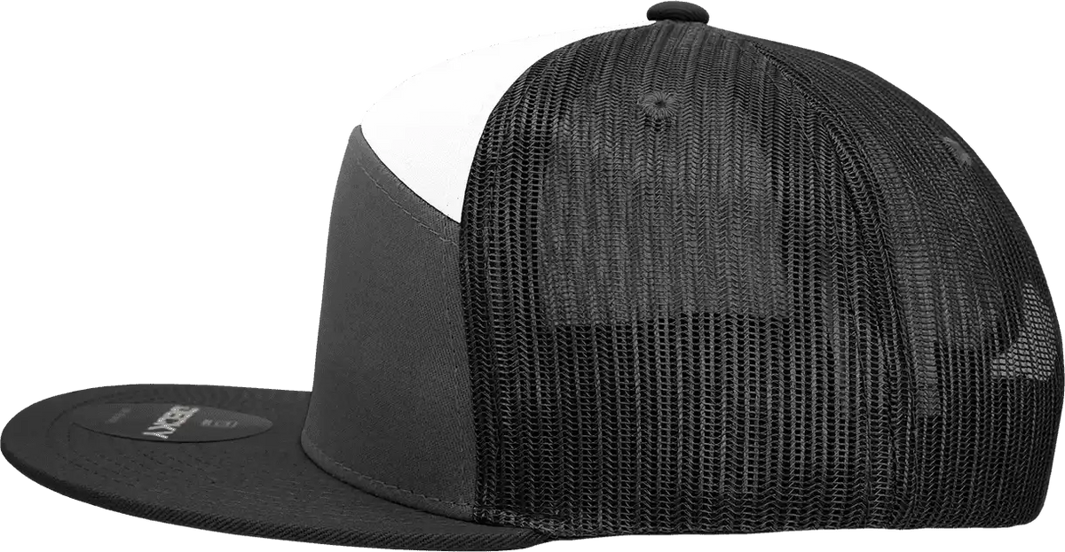 Decky 1133 7 Panel Trucker Cap Charcoal White Black Dark Gray / one Size Fits Most