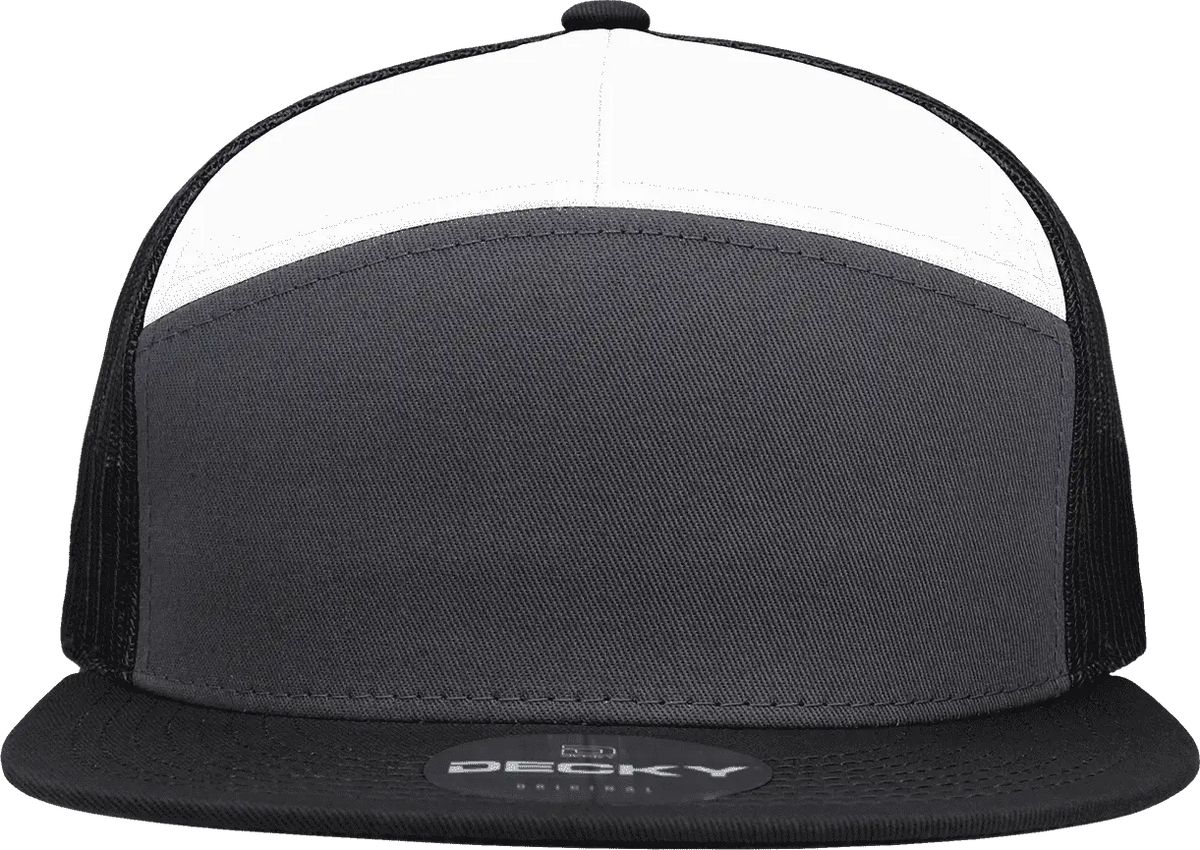 Decky 1133 7 Panel Trucker Cap - Charcoal White Black