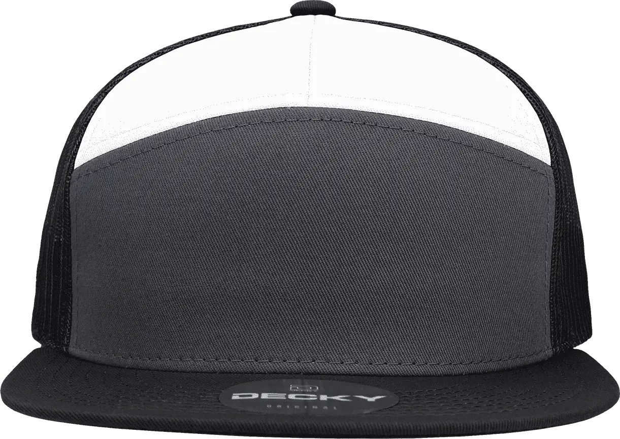 Decky 1133 7 Panel Trucker Cap - Charcoal White Black