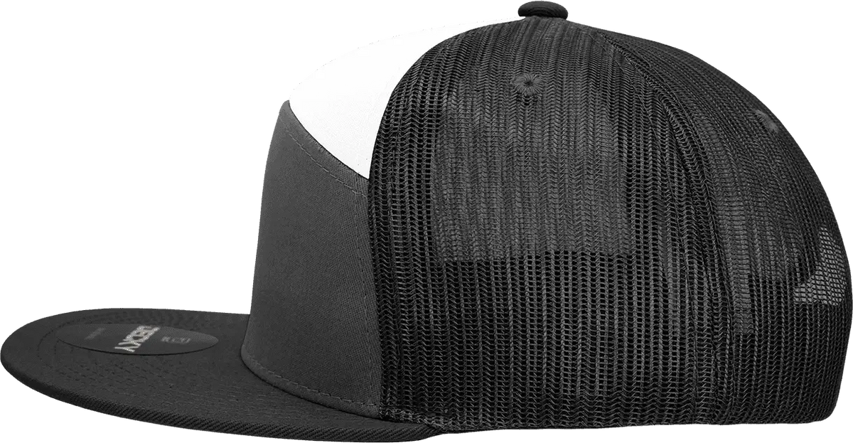 Decky 1133 7 Panel Trucker Cap - Charcoal White Black