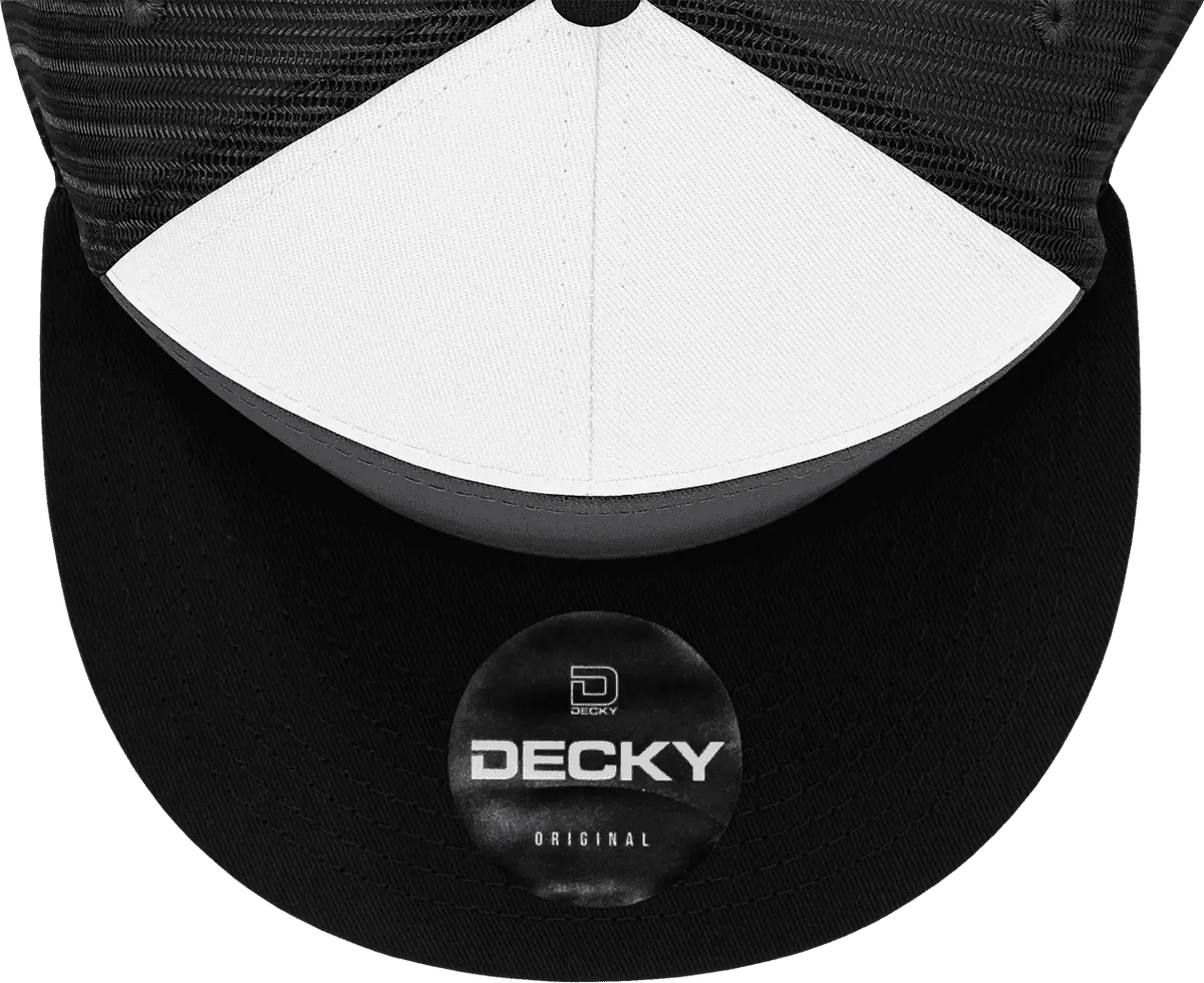 Decky 1133 7 Panel Trucker Cap - Charcoal White Black
