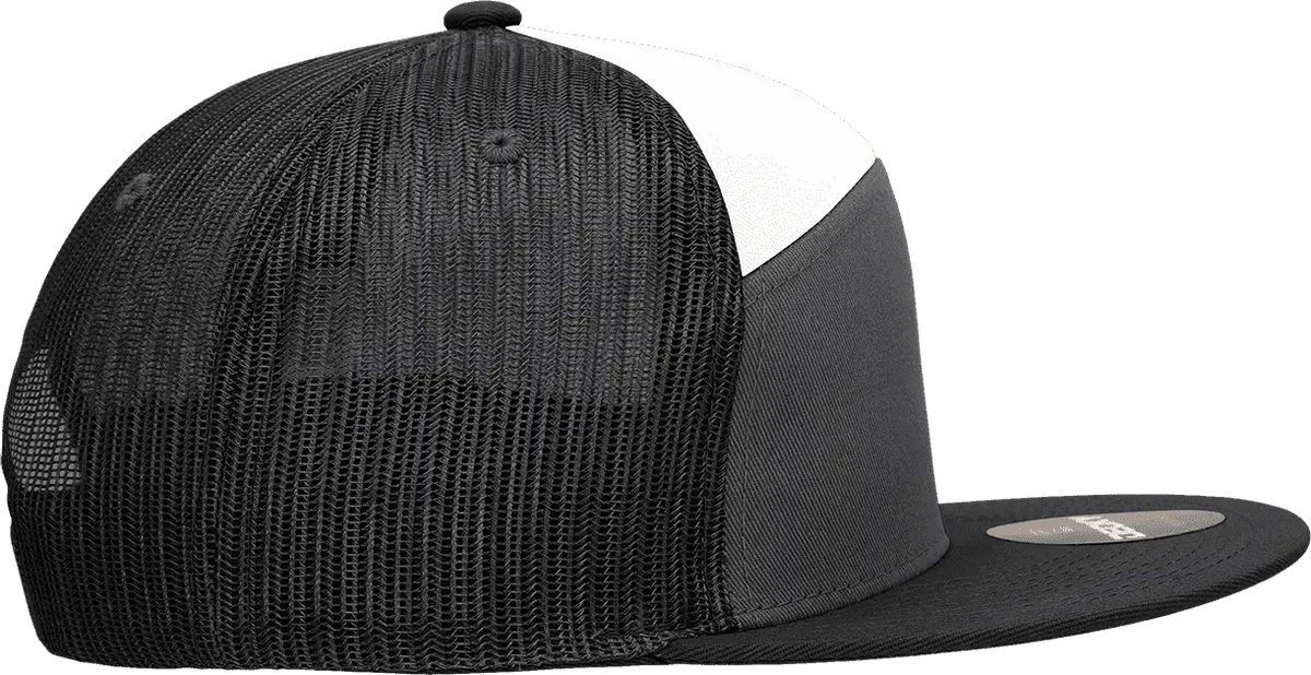 Decky 1133 7 Panel Trucker Cap - Charcoal White Black