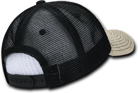 Decky 1136 Low Crown Jute Trucker Cap - Natural Black