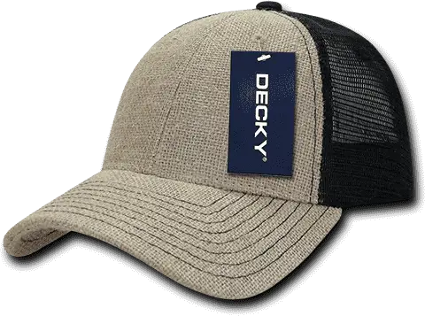 Decky 1136 Low Crown Jute Trucker Cap - Natural Black