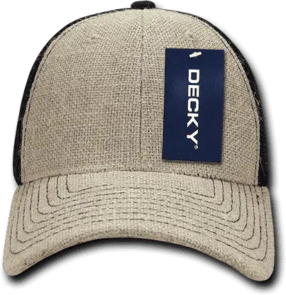 Decky 1136 Low Crown Jute Trucker Cap - Natural Black