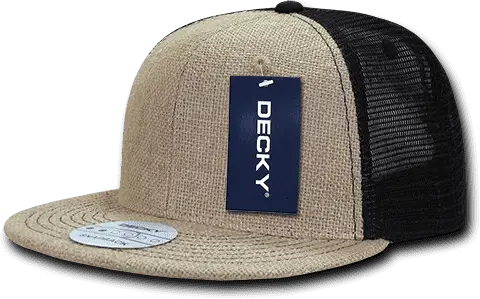 Decky 1138 Jute Trucker Snapback Cap - Natural Black
