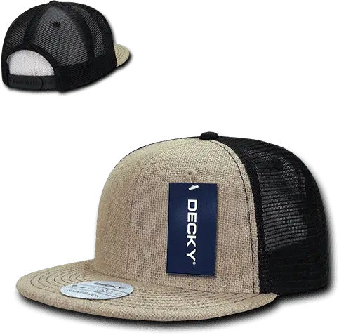 Decky 1138 Jute Trucker Snapback Cap - Natural Black