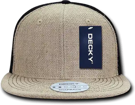 Decky 1138 Jute Trucker Snapback Cap Natural Black / one Size Fits Most