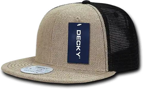 Decky 1138 Jute Trucker Snapback Cap Natural Black / one Size Fits Most