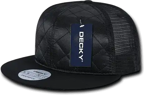 Decky 1141 Quilted Flat Bill Trucker Cap Black / one Size Fits Most