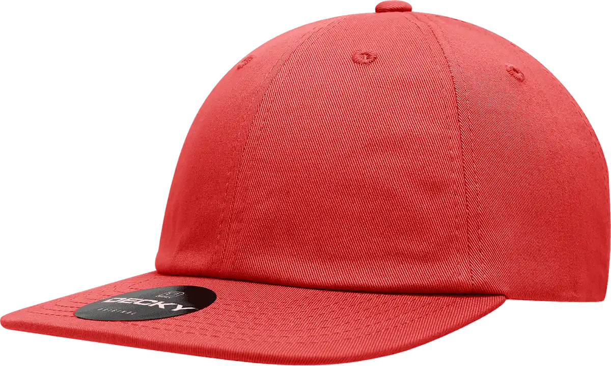 Decky 200 Relaxed Flat Bill Cotton Cap - Red - one Size Fits Most