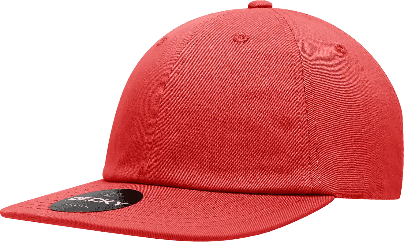 Decky 200 Relaxed Flat Bill Cotton Cap - Red - one Size Fits Most