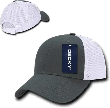 Decky 204 Low Crown Air Mesh Baseball Cap - Charcoal White