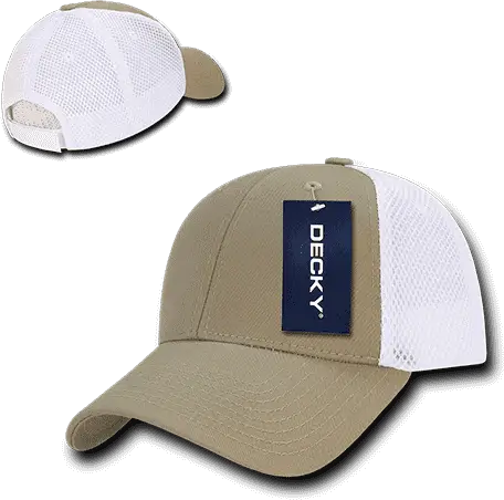 Decky 204 Low Crown Air Mesh Baseball Cap - Khaki White