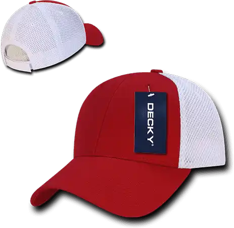 Decky 204 Low Crown Air Mesh Baseball Cap - Red White - one Size Fits Most