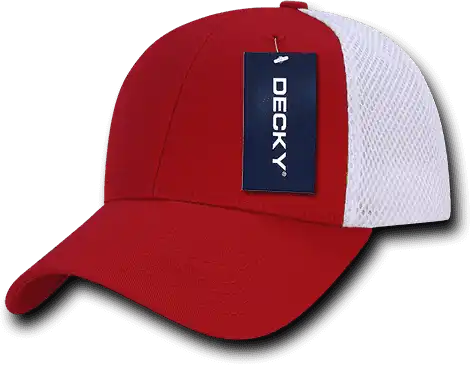 Decky 204 Low Crown Air Mesh Baseball Cap - Red White - one Size Fits Most