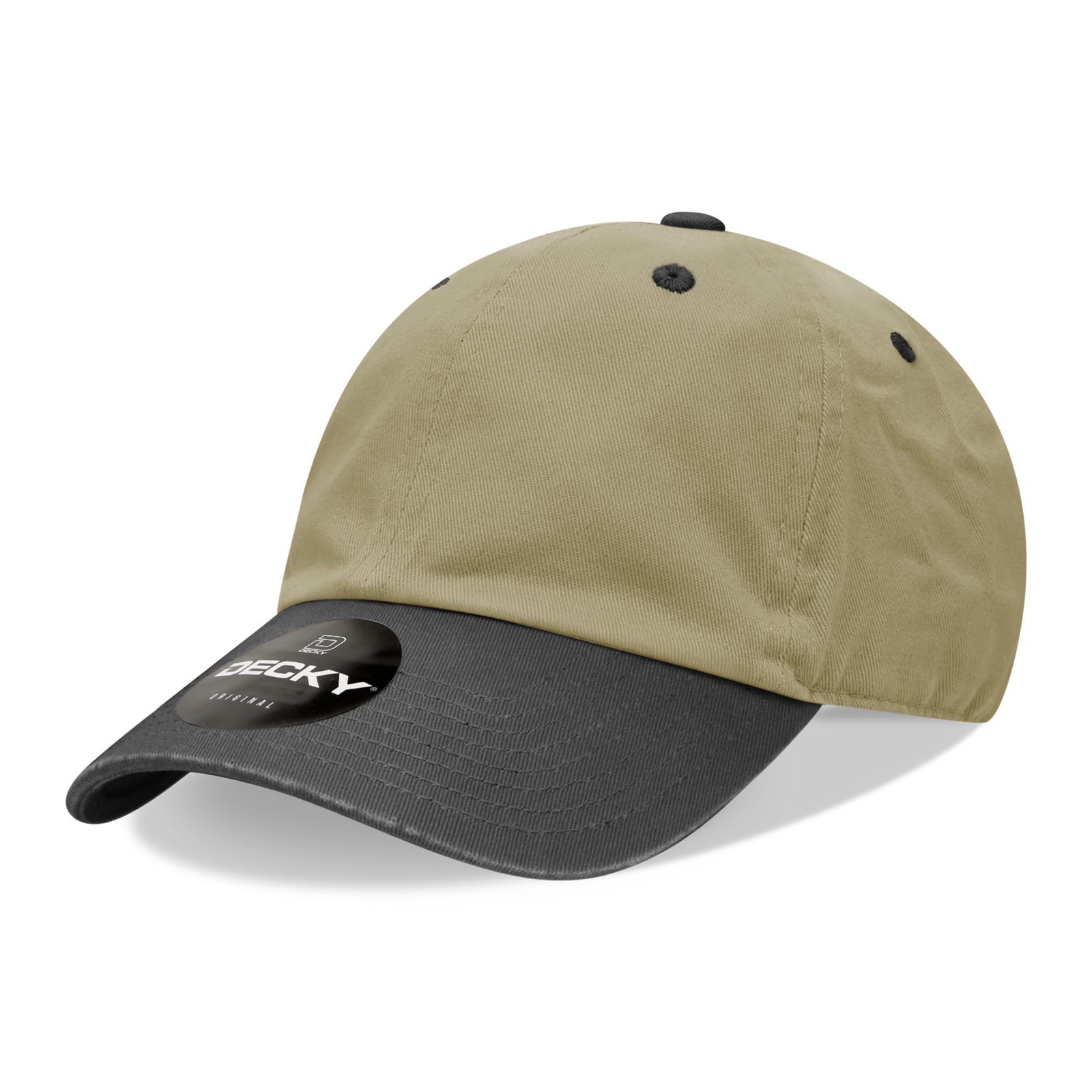 Decky 205 Relaxed Washed Cotton Cap - Khaki Black