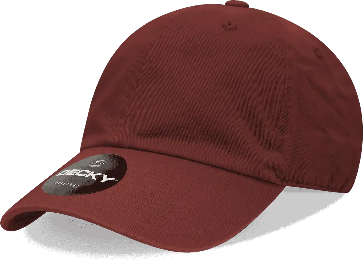 Decky 205 Relaxed Washed Cotton Cap - Maroon - one Size Fits Most