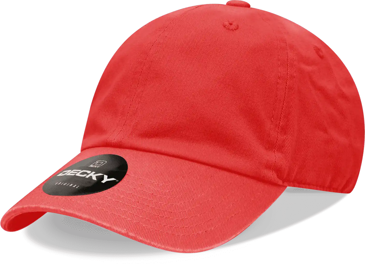 Decky 205 Relaxed Washed Cotton Cap - Red - one Size Fits Most